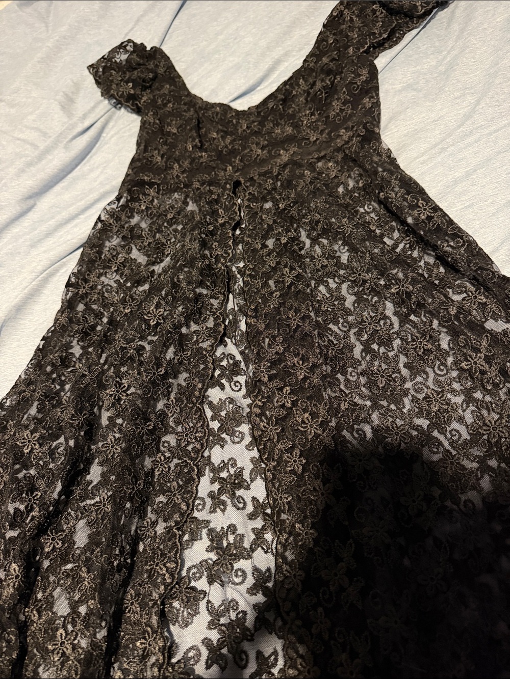 Free People Black Floral Lace Sheer Bottom Top/Dress